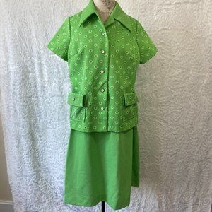 Vintage 60's Retro 2 piece dress skirt set Textured Polyester Sunday Best